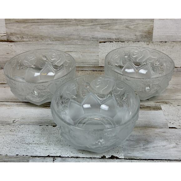 VTG SET 3 COVETRO ITALY Partially Frosted Textured Glass Fruit, Dessert Bowls - Picture 1 of 6